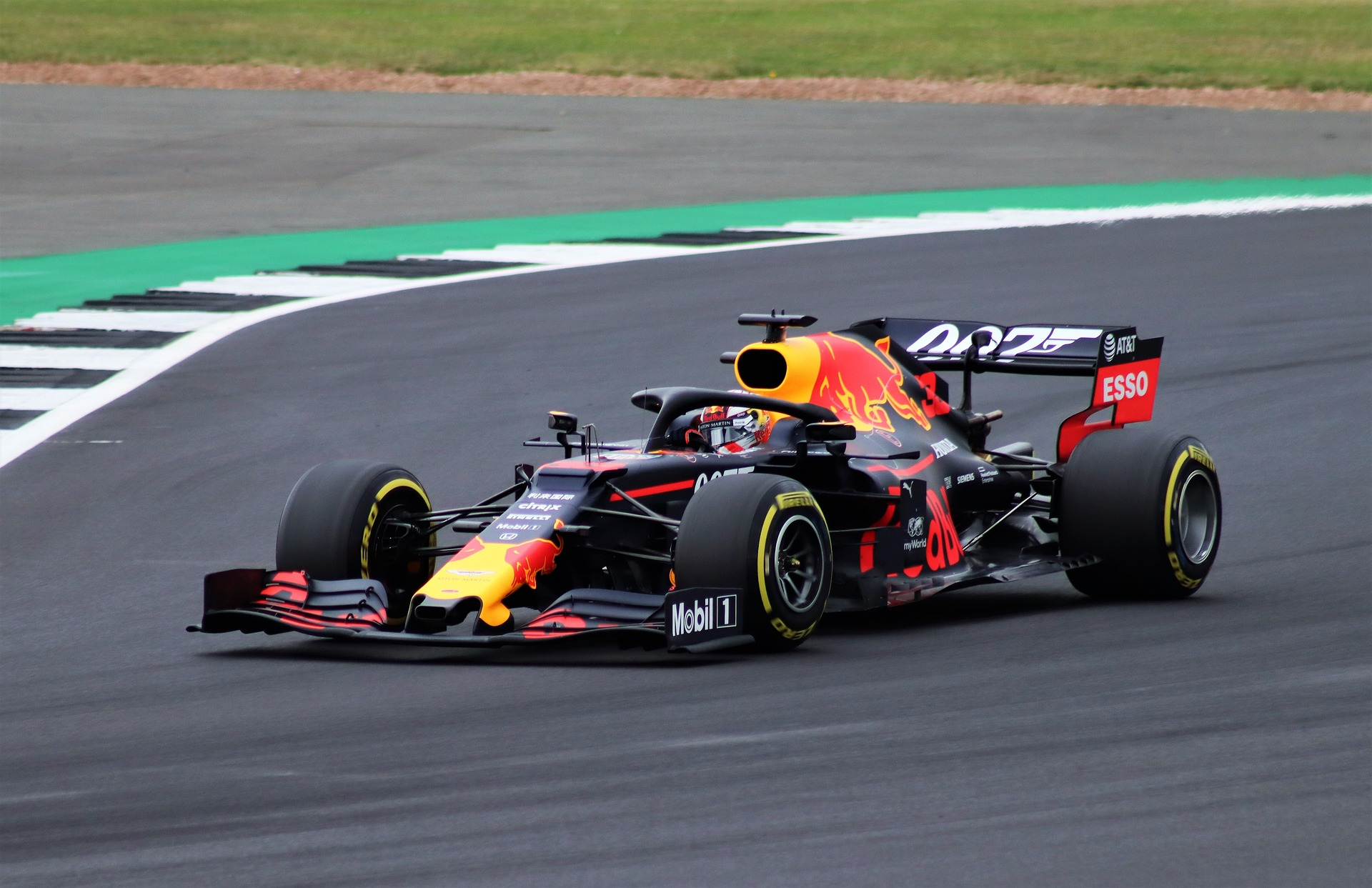 Max Verstappen driving a Red Bull F1 race car.